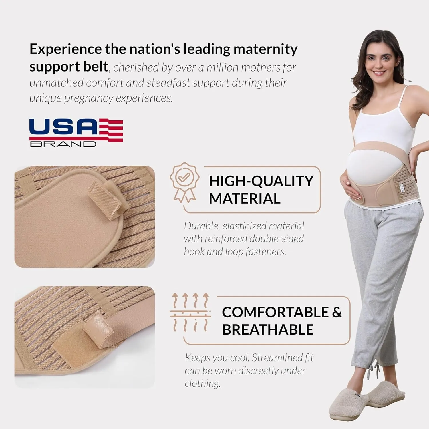 NeoTech Care Pregnancy Support Maternity Belt, Waist/Back/Abdomen Band, Belly Brace (Size XXL, Beige Color)