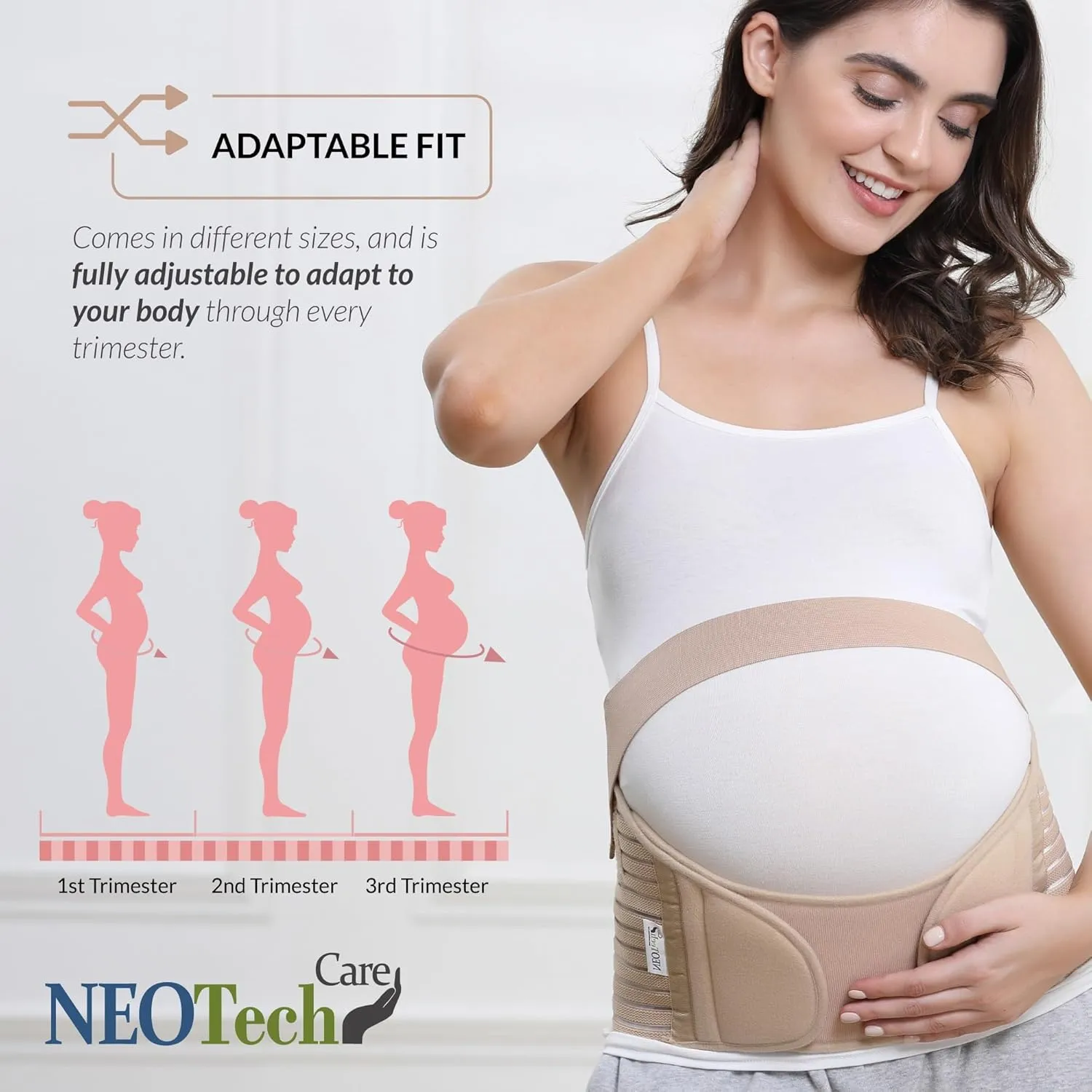 NeoTech Care Pregnancy Support Maternity Belt, Waist/Back/Abdomen Band, Belly Brace (Size XXL, Beige Color)