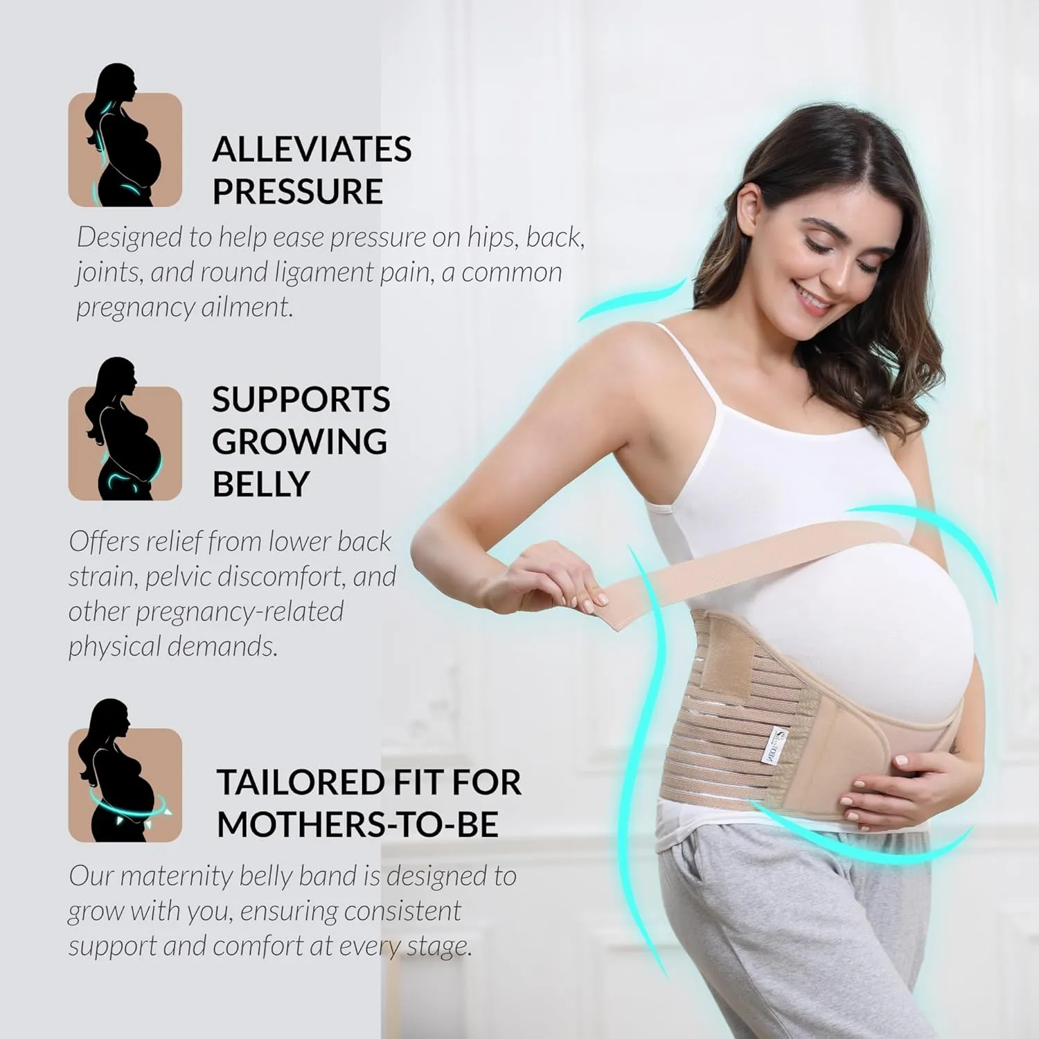 NeoTech Care Pregnancy Support Maternity Belt, Waist/Back/Abdomen Band, Belly Brace (Size XXL, Beige Color)