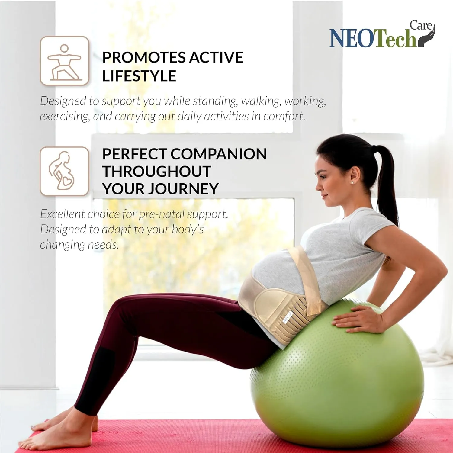 NeoTech Care Pregnancy Support Maternity Belt, Waist/Back/Abdomen Band, Belly Brace (Size XXL, Beige Color)