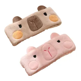PERFECTSIGHT Kawaii Headband for Spa, Makeup, Washing Face, Party - 2 Pack Cute Capybara Hair Band for Shower Beauty Skincare, Soft Facial Headbands for Girls and Women