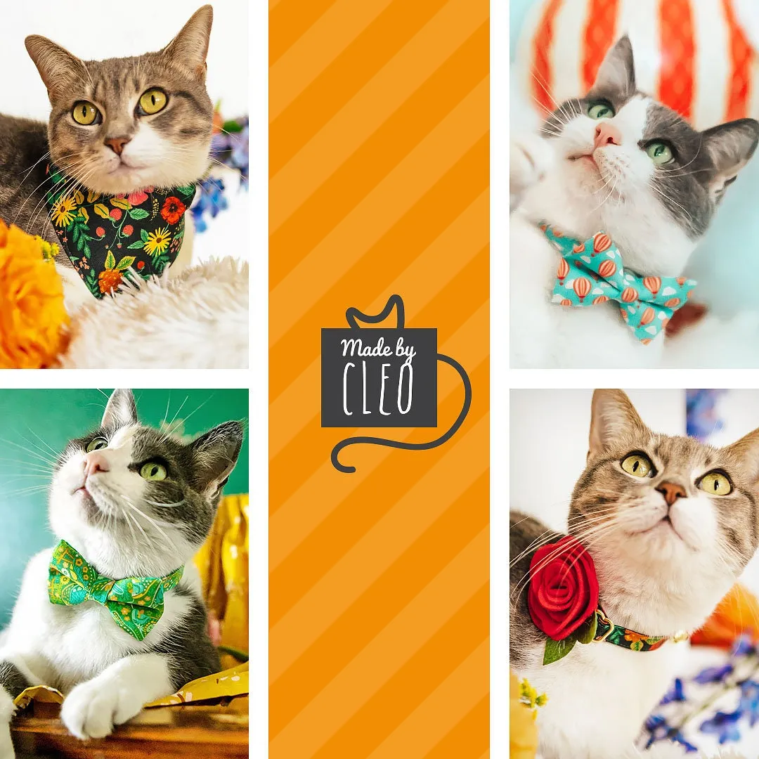 Pet Bow Tie - "Del Mar" - Boho Blue Aqua Teal Cat Bow Tie / Beach, Ocean, Surfer, Summer / For Cats   Small Dogs (One Size)