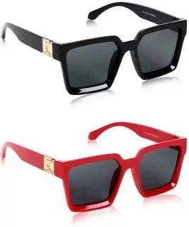 Rectangular Sunglasses (For Men & Women, Black, Black)