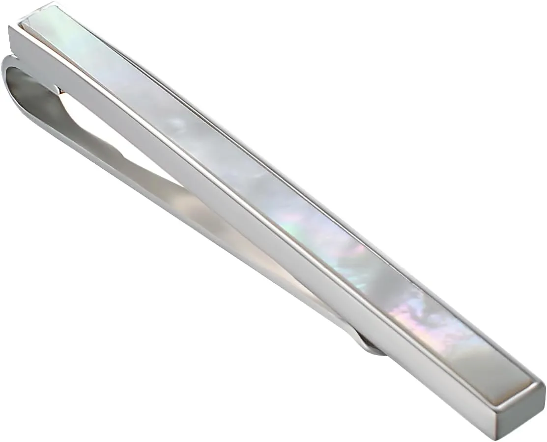 Regular Tie Clip for Men Mother of Pearl Tie Bar Clip Suitable for Party Wedding Jewelry with Box