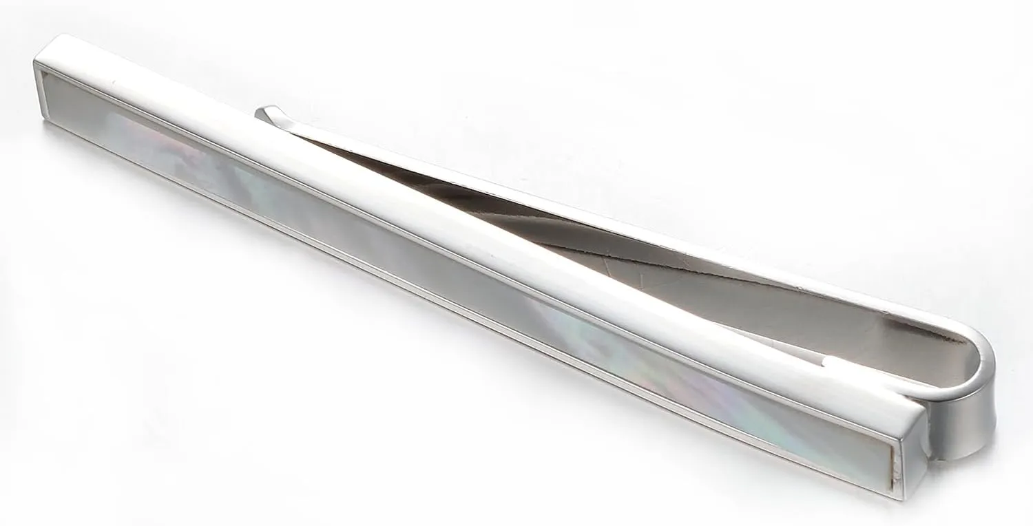 Regular Tie Clip for Men Mother of Pearl Tie Bar Clip Suitable for Party Wedding Jewelry with Box