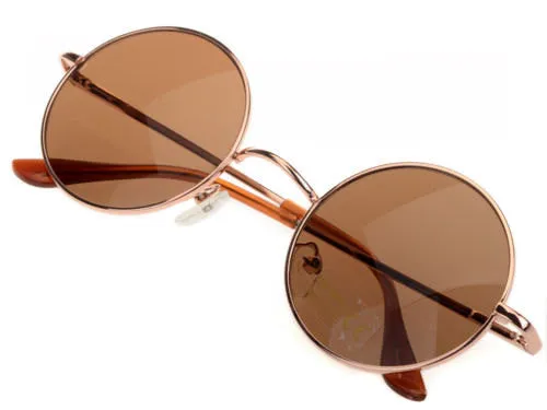 Round John Lennon Sunglasses Brown Lenses Gold Frames Or Black Lenses Black Frames Hippie Woodstock Festival or Steampunk Eyewear