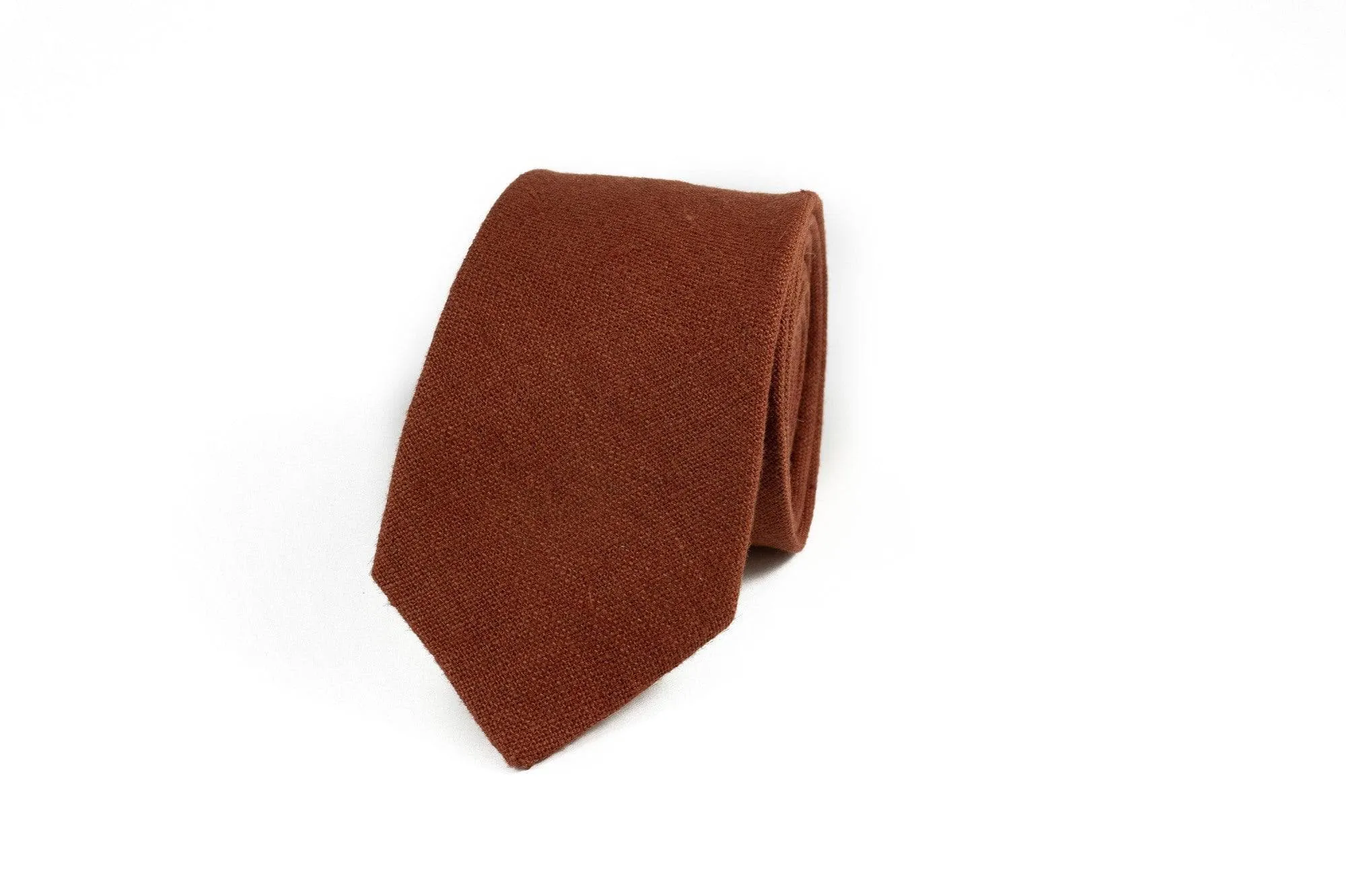 Rust colored bow tie for men Linen Pre-tied Adjustable Solid Color Bow Tie