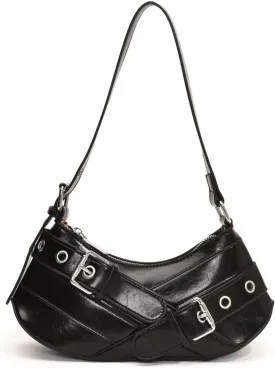 Sanxine Shoulder Bag for Women Y2k Small Purse Designer Punk Style Hobo Handbags Vegan Leather Trendy Crescent Bags