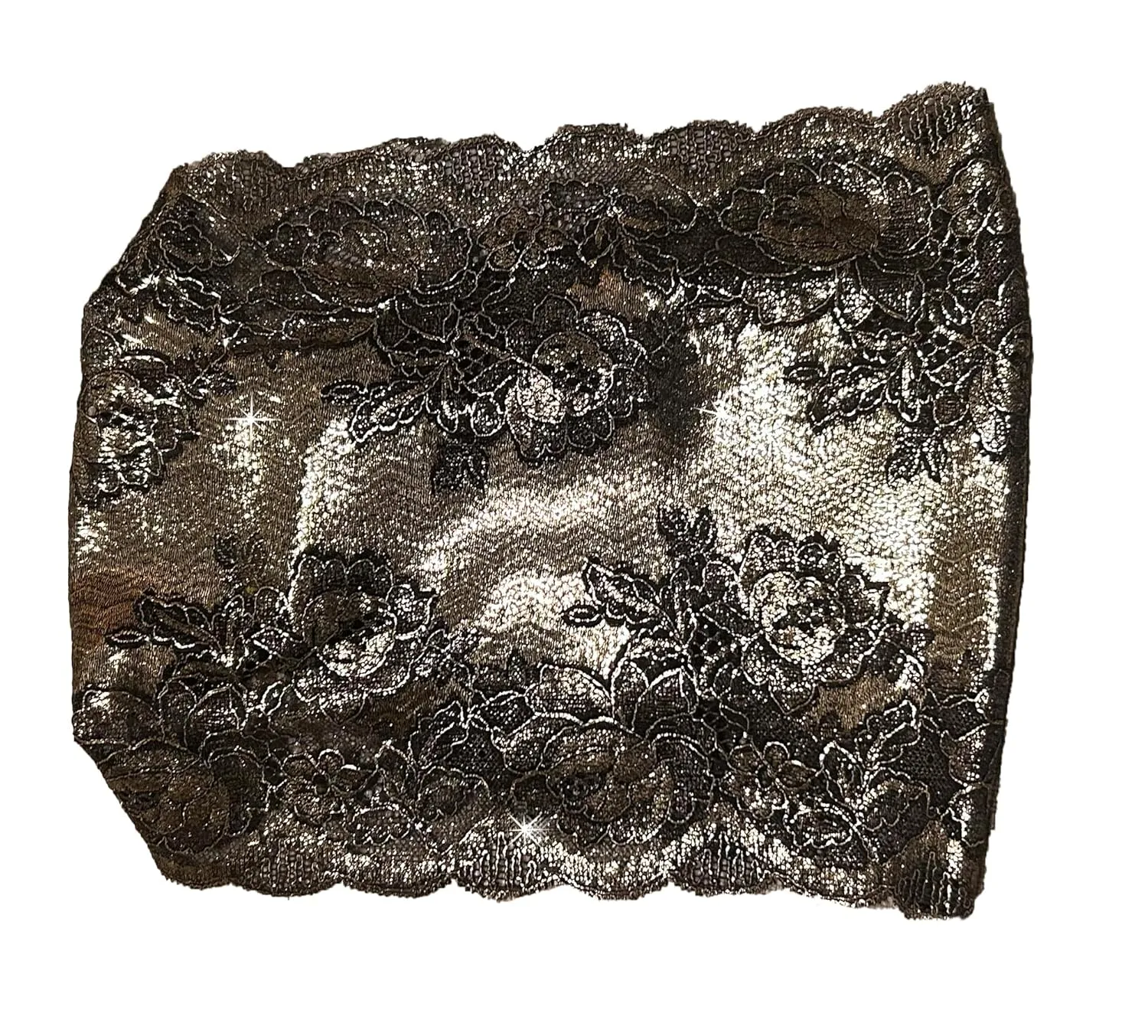 ShariRose Black Gold Lace Headband Vintage Lace Women Hair Accessories Wide Stretch Headband Makeup Hairband (Black gold shimmer)