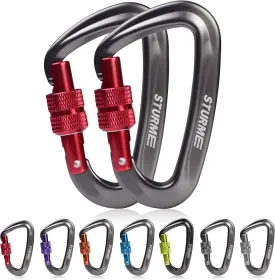 STURME Carabiner Clip 12KN Aluminium Wiregate Lightweight Heavy Duty Large Strong Durable D-Ring Hooks Spring Snap Link Keychain Clips Set for Hammock Improved Design 2022