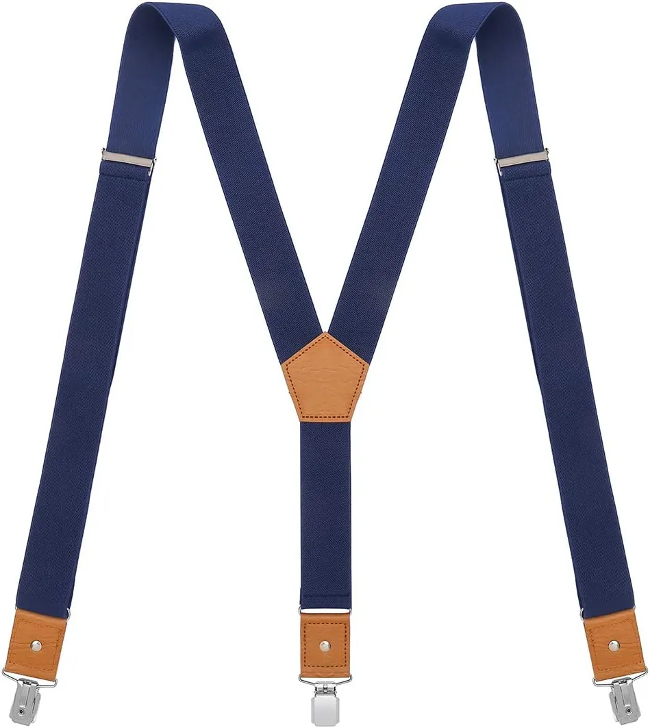Suspenders for Men Adjustable Y Back Elastic with Strong Clips