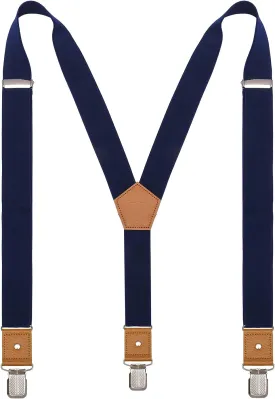 Suspenders for Men Adjustable Y Back Elastic with Strong Clips