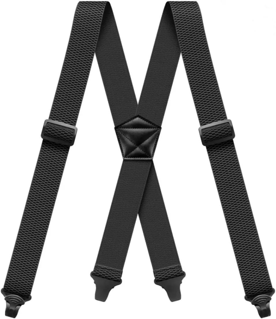 Suspenders for Men Heavy Duty Hidden Suspenders Work Airport Friendly 1.5In Wide X-Back with Plastic Gripper Clasps Trousers