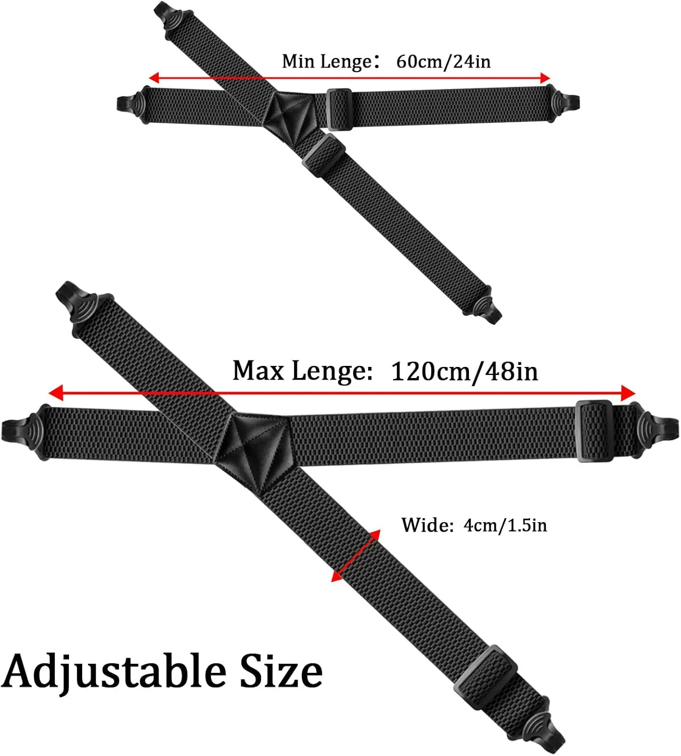 Suspenders for Men Heavy Duty Hidden Suspenders Work Airport Friendly 1.5In Wide X-Back with Plastic Gripper Clasps Trousers