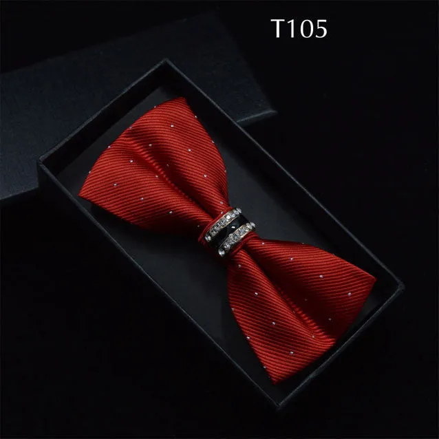 Tuxedo Metal Crystal Wedding Bow Tie Men Women Butterfly Knot Cravat Black Purple Blue Jujube Red Groom Party Banquet Meet Club