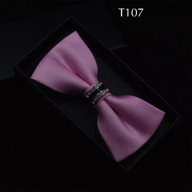 Tuxedo Metal Crystal Wedding Bow Tie Men Women Butterfly Knot Cravat Black Purple Blue Jujube Red Groom Party Banquet Meet Club