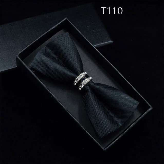 Tuxedo Metal Crystal Wedding Bow Tie Men Women Butterfly Knot Cravat Black Purple Blue Jujube Red Groom Party Banquet Meet Club