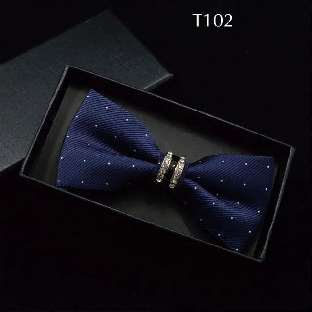 Tuxedo Metal Crystal Wedding Bow Tie Men Women Butterfly Knot Cravat Black Purple Blue Jujube Red Groom Party Banquet Meet Club
