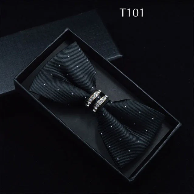 Tuxedo Metal Crystal Wedding Bow Tie Men Women Butterfly Knot Cravat Black Purple Blue Jujube Red Groom Party Banquet Meet Club