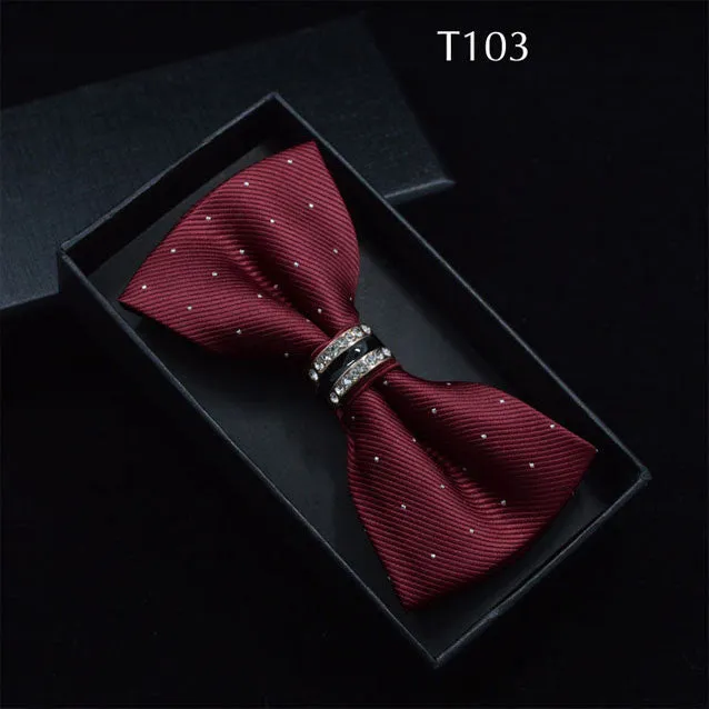 Tuxedo Metal Crystal Wedding Bow Tie Men Women Butterfly Knot Cravat Black Purple Blue Jujube Red Groom Party Banquet Meet Club