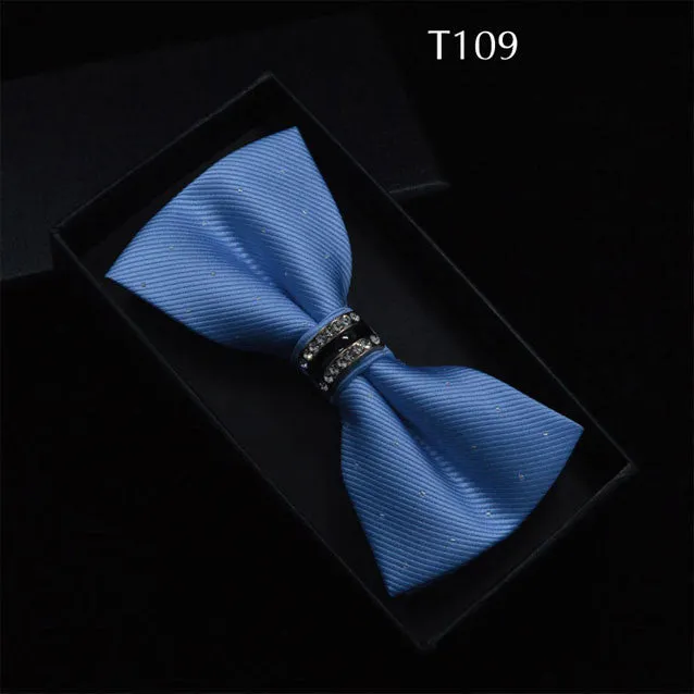 Tuxedo Metal Crystal Wedding Bow Tie Men Women Butterfly Knot Cravat Black Purple Blue Jujube Red Groom Party Banquet Meet Club