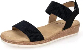 VJH confort Womens Flat Sandals Open Toe Elastic Ankle Strap Slip on Comfy Low Wedge Sandals