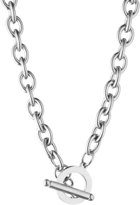 WangGao Stainless Steel Toggle Clasp Chunky Chain Necklace for Women Man,Statement Link T-Bar Clase Choker Necklaces