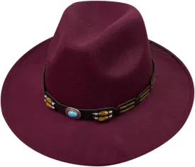 Wool Fedora Hat for Men Panama Hat Wide Brim Flat Top Cap Fedora Hat Party Church Hats