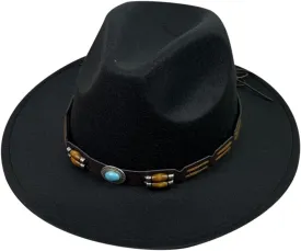 Wool Fedora Hat for Men Panama Hat Wide Brim Flat Top Cap Fedora Hat Party Church Hats
