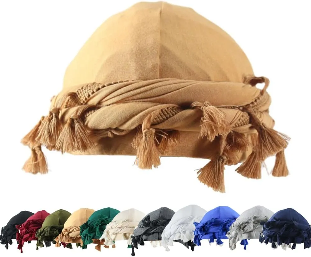 YuMENo Turban for Men Women Vintage Twist Durag Head Wraps Satin Lined Halo Turban with Tassel Waves Braids