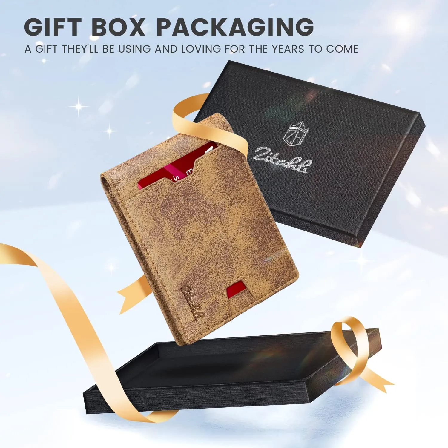 Zitahli Mens-Wallet-Slim-Leather-RFID Blocking Wallet for Men Minimalist Bifold Credit Card Holder with Gift Box